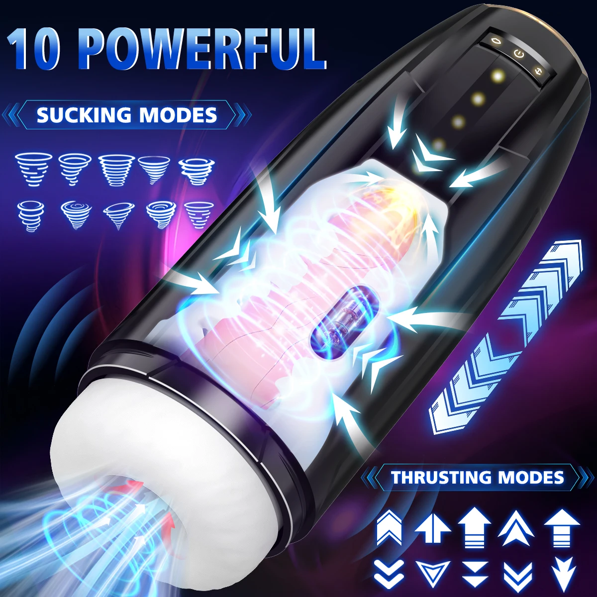 Automatic Telescopic Sucking Masturbator 3 IN 1 Mode Male Sex Toy 10 Thrusting Sucking Vibrating Blowjob Pocket Pussy Adult Toys view 2