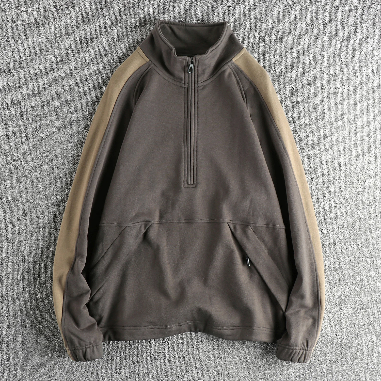 Autumn Winter New American Retro Long Sleeve Stand Collar Thick Sweatshirts Men's Simple 100% Cotton Washed Pullover Casual Coat