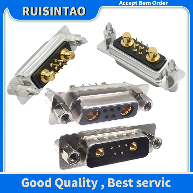 1PCS 7W2 Gold Plated High Power Current Male/Female Connector 10A20A30A40A D-SUB Adapter Harpoon Solder Type 5+2 Plug Jack