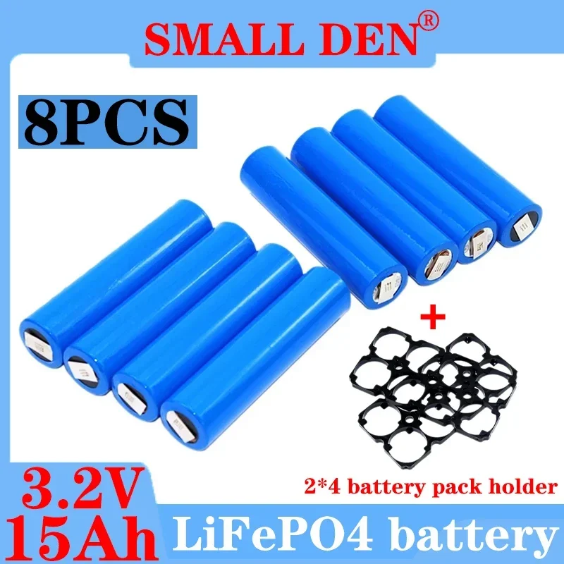 

8PCS 3.2V 15Ah 33140 Lifepo4 battery + 2*4 battery pack holder 5C discharge DIY 12V/24V-30Ah/15Ah LiFePO4 battery pack + holder