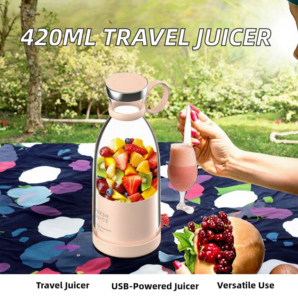 420ml Portable Electric Smoothie Blender and Mini Travel Fruit Juicer Mixer USB Power Source for Busy On-the-Go Lifestyle