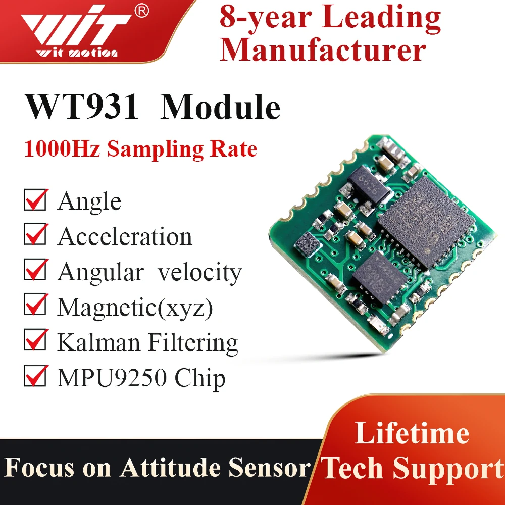 WitMotion WT931(1000Hz Electronic Compass+Tilt Sensor)MPU9250 9-axis Acceleration+Gyro+Angle +Magnetometer with Kalman Filtering