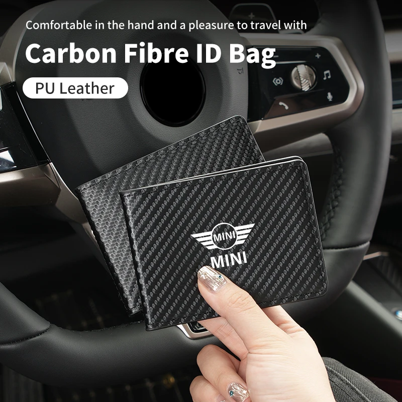 Carbon Fiber ID Card Holder License Bag For MINI WORKS Cooper F55 F56 R60 R59 R58 R57 R56 R55 R53 R52 R50 One JCW Clubman