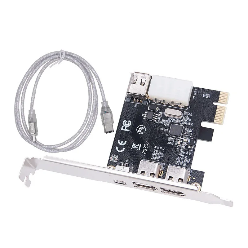 PCI-E 1X To 16X 1394 DV Video Capture Card with 6 Pin To 4 Pin Firewire Adapter 3 Ports Free Driver Desktop Computer Accessory