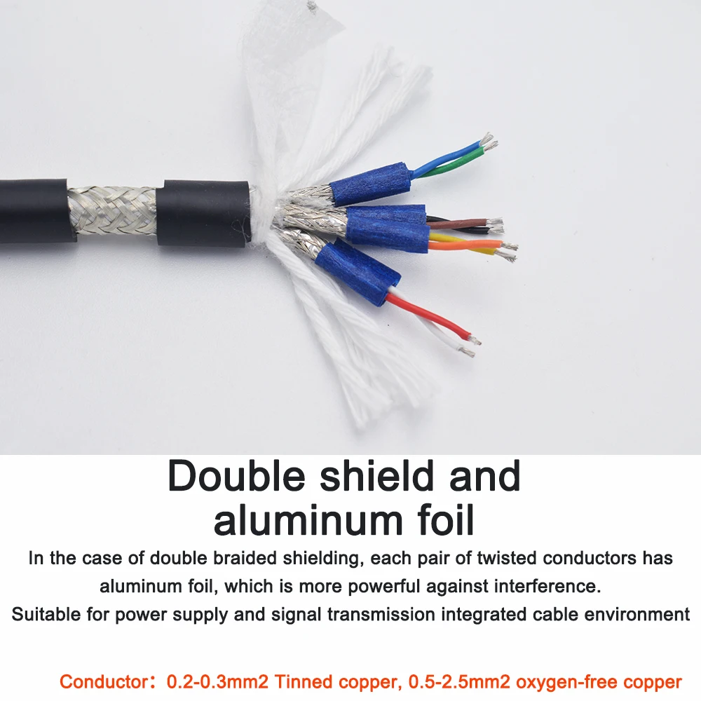 PVC Independent Shield Twisted Pair Power Signal Flex Cable 4/6/8/10/12/14/16/20 Cores Servo Motor Automation Robot Copper Wire