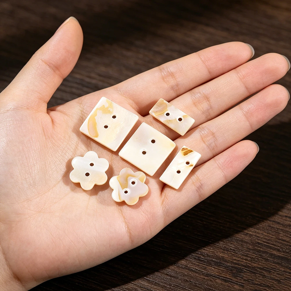 10pcs Natural Raw Shell Buttons 2 Holes Genuine Mother of Pearl Sewing Button Blazer Suits Cufflink DIY Scrapbook Embellishments