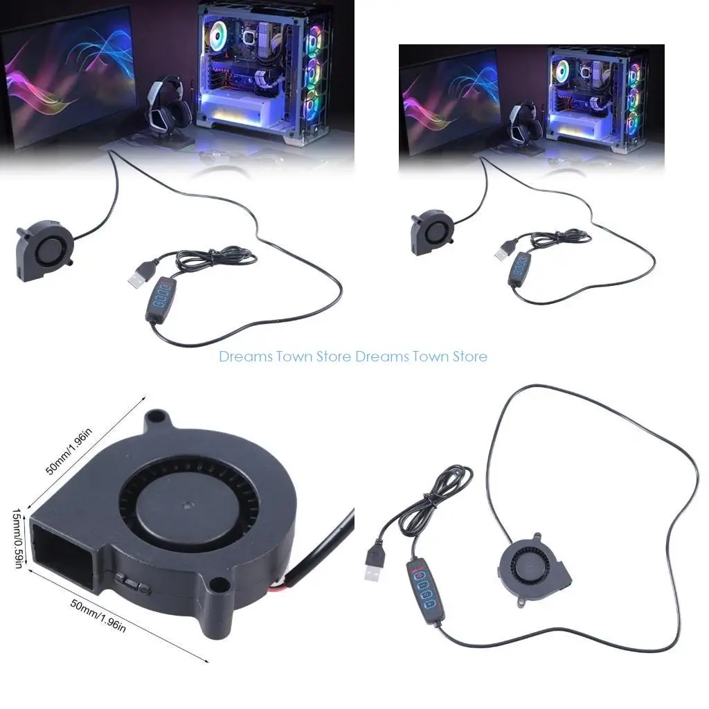 

HX6A 5015 Fan USB 5V Blower Cooling Fan 50x50x15mm Fan with Switch for 3D Printer