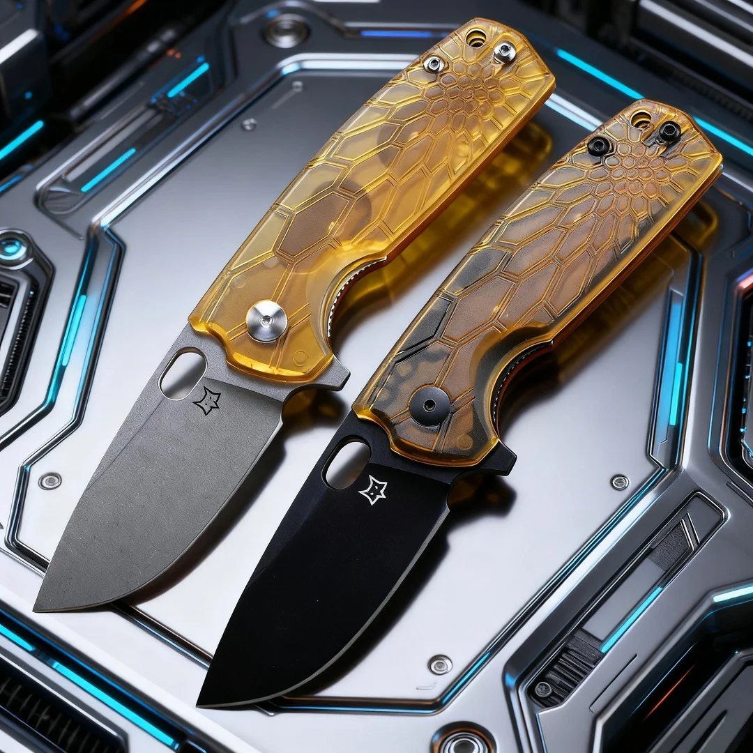 

FX604-PEI material yellow transparent mini folding knife, portable self-defense knife, express unboxing sharp fruit knife