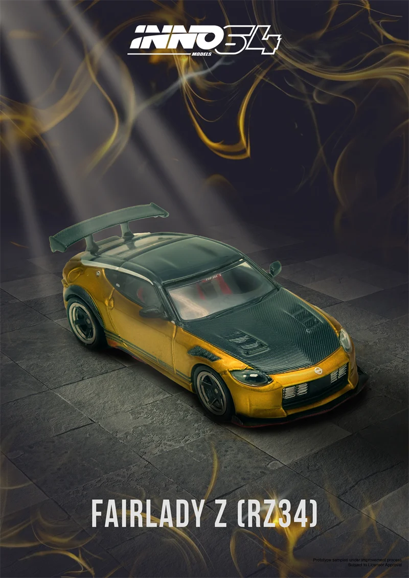 ما قبل البيع INNO 1:64 TOP SECRET FAIRLADY Z RZ34 الذهب يموت الصب نموذج سيارة مجموعة مصغرة