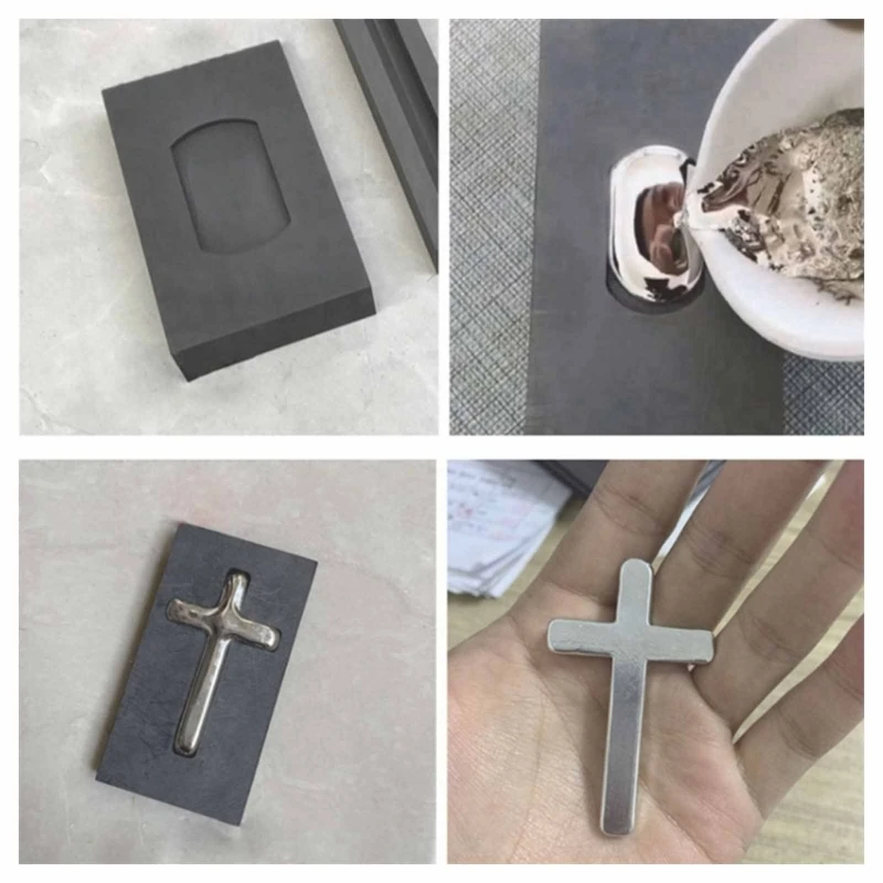 Silver Graphite Ingot Mold Cross-Crucible for Melting Casting Refining Scrap Precious-Metal Jewelry High  Dropship