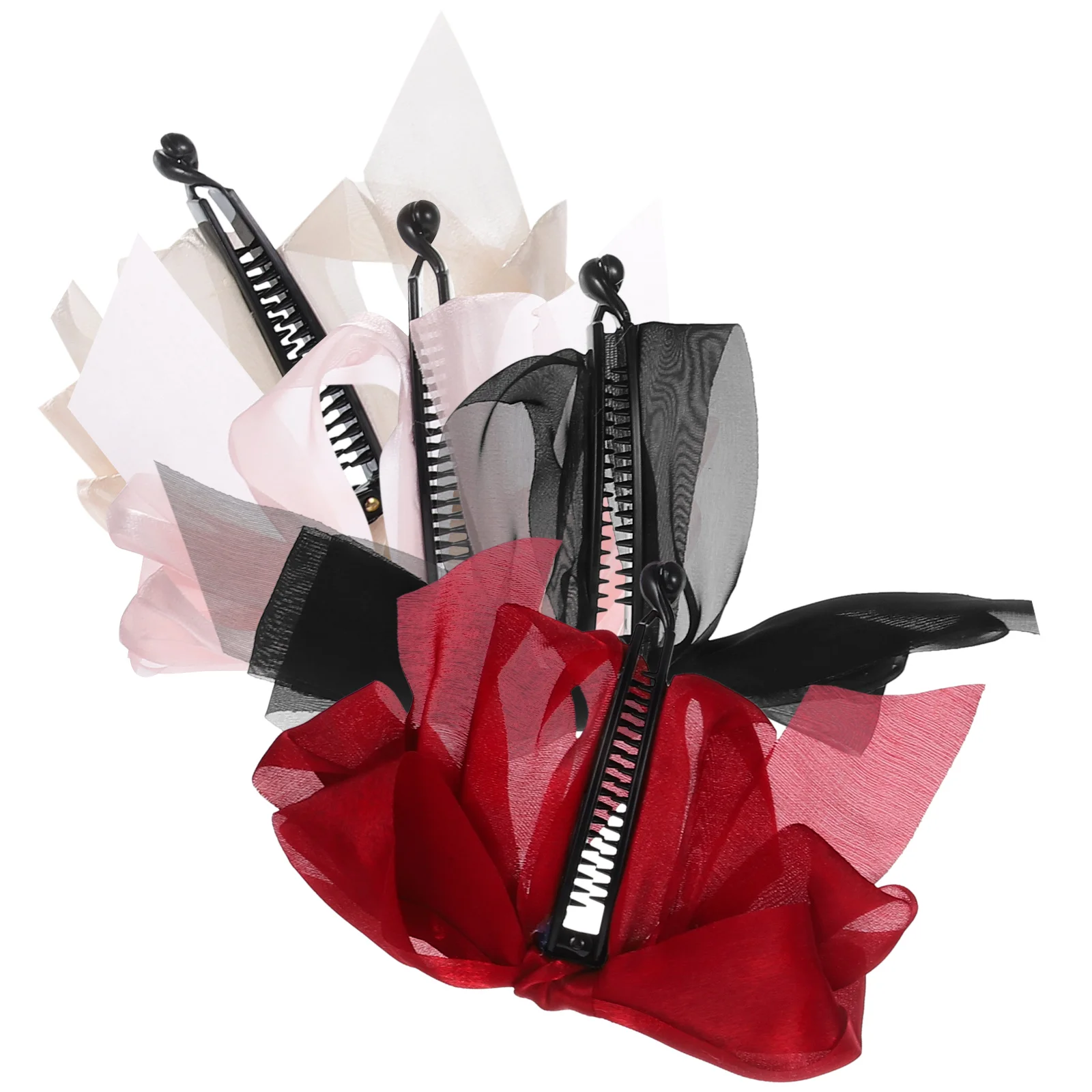 

4Pcs Elegant Banana Clips Hair Bows Stylish Accessories for Women All Day Stability Various Hairstyles Hair Bows for Women