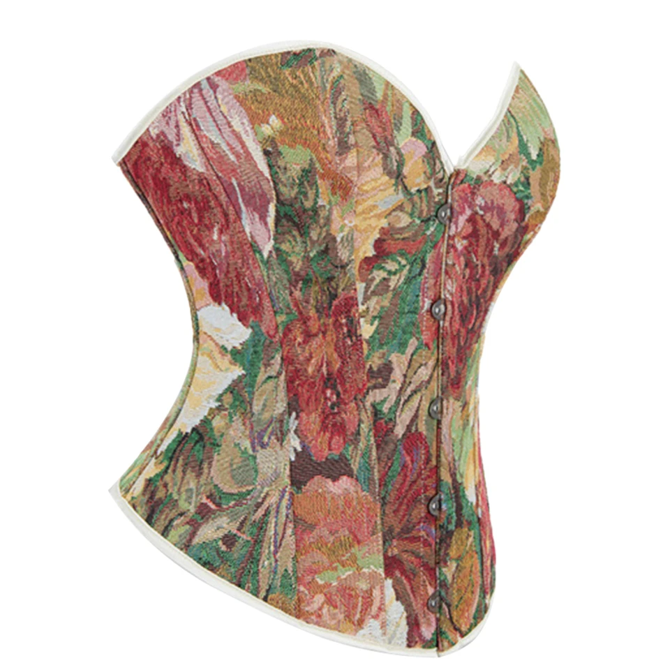 Becirzet Vintage Korsett Taillenformer Shapewear Mehrfarbige Blumen Bustier Top Schnürung Schlankmachende Damenbekleidung – Detail 28