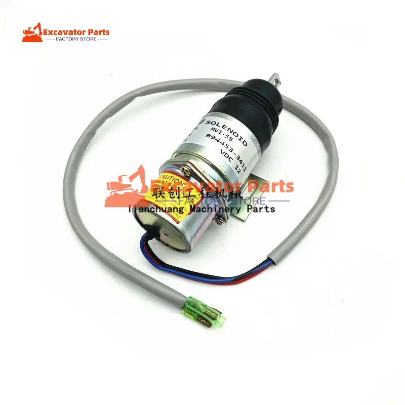 For Isuzu Engine 894453-3411 Stall solenoid valve MV1-58 Flame extinguisher switch Oil cut-off valve Excavator Parts