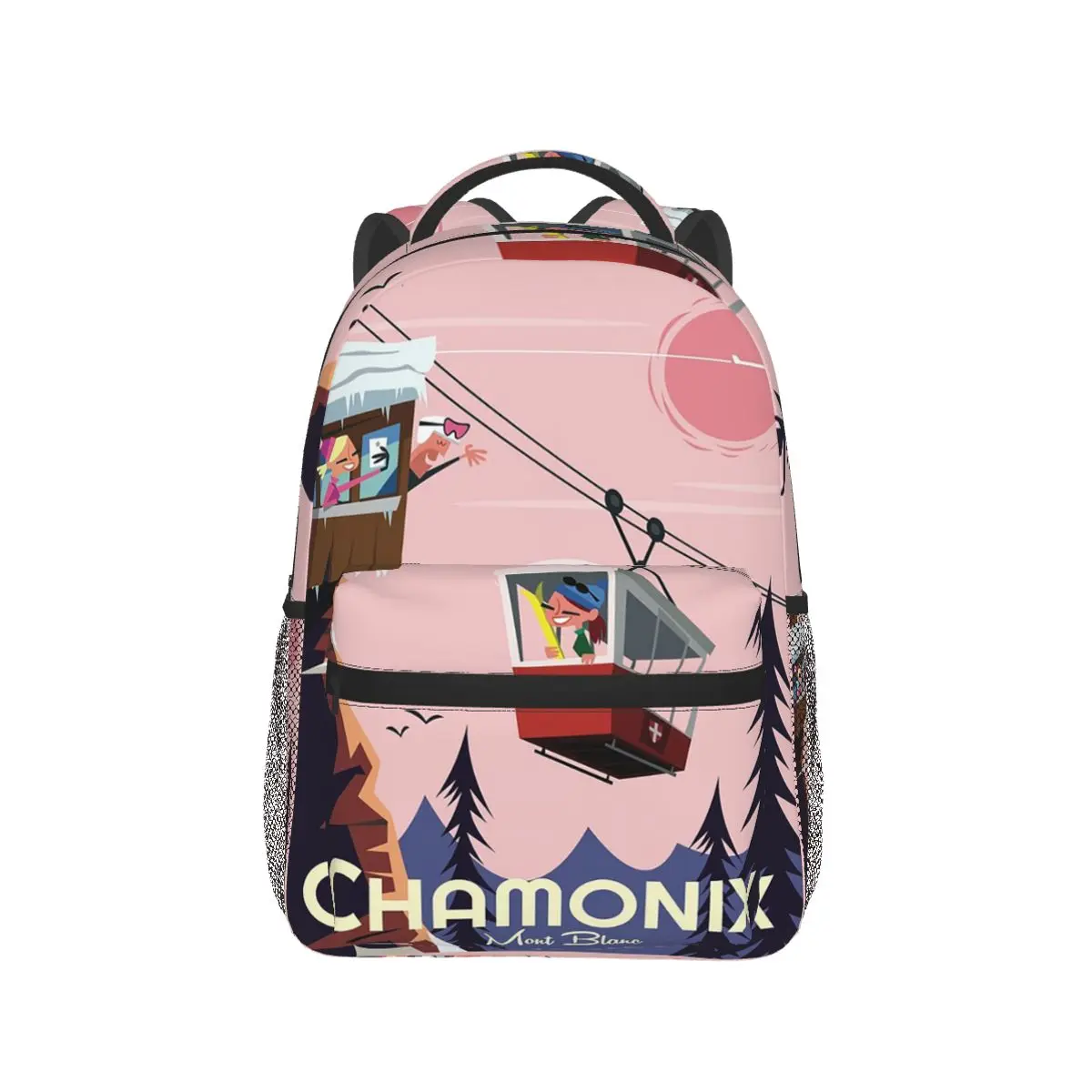 حقيبة ظهر ملصق من Chamonix Mont Blanc رائجة البيع حقيبة نهارية ذات سعة كبيرة للأطفال حقيبة كتب مدرسية حقائب كتف للرجال والنساء