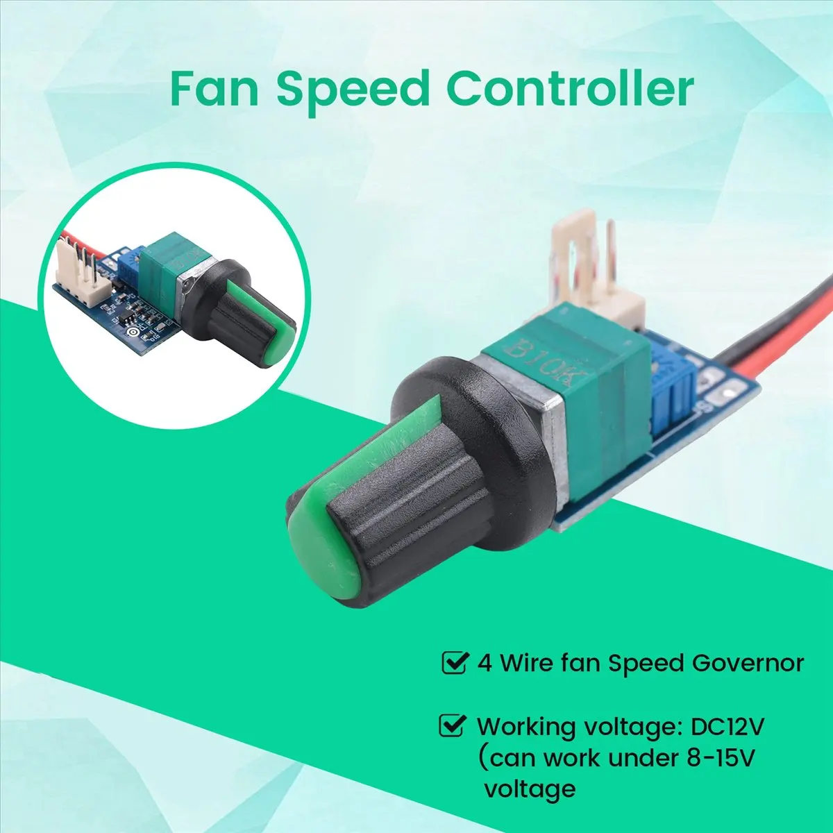 [A64E] DC 12V Adjustable 0%-100% PWM Fan Speed Controller with Knob Switch 4 Wire Fan Speed Governor Noise Reduction