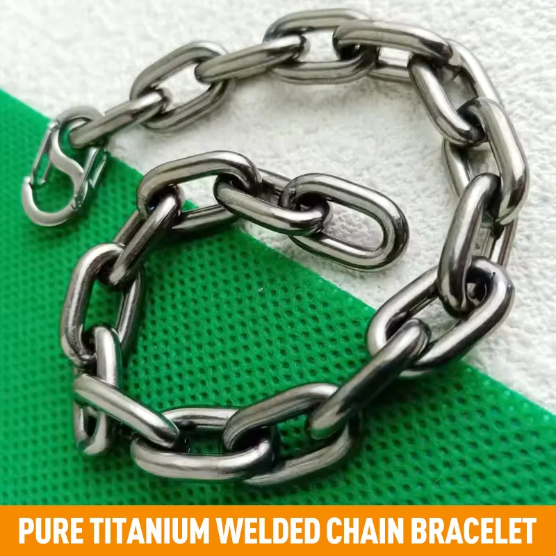 

9.5mm Pure Titanium Bracelet Welded Chain Unparalleled Strength & Style Men's Trendy Jewelry Accessory