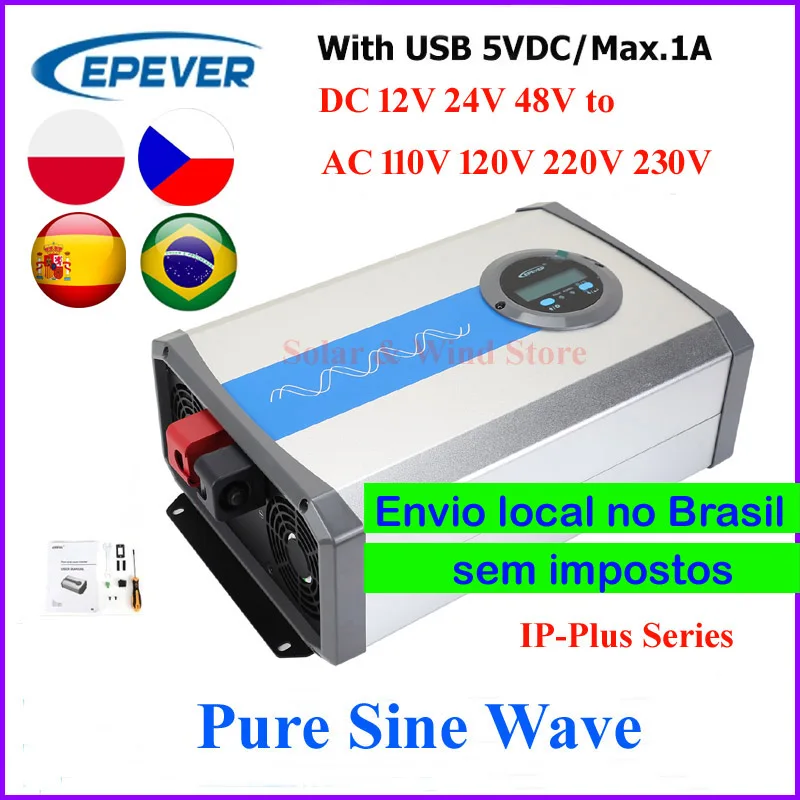 Epever IP Plus 1500W 2000W 3000W SPWM 12V 24V 48V Pure Sine Wave Solar Inverter Out put 220V 230V 110V 120V IP3000-41-Plus