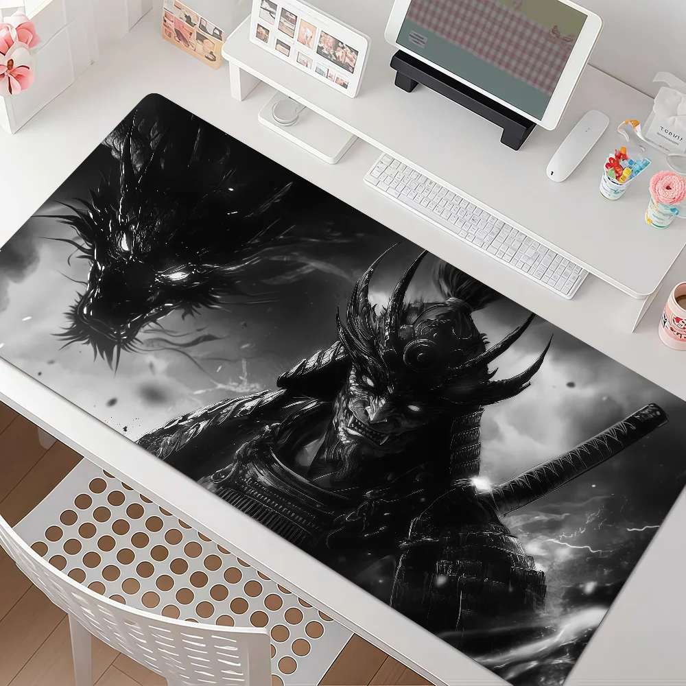 Japanese Samurai Mouse Pad Anti Slip Rubber Edge Locked Thickened Laptop Gaming Desk Mat