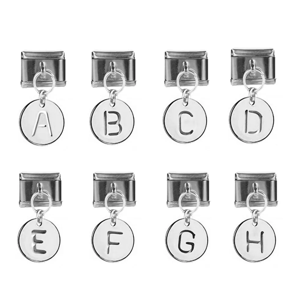 Fashion 2024 New Women 26 Letter Charm Italian Links Fit 9mm Bracelet Stainless Steel Jewelry DIY Making