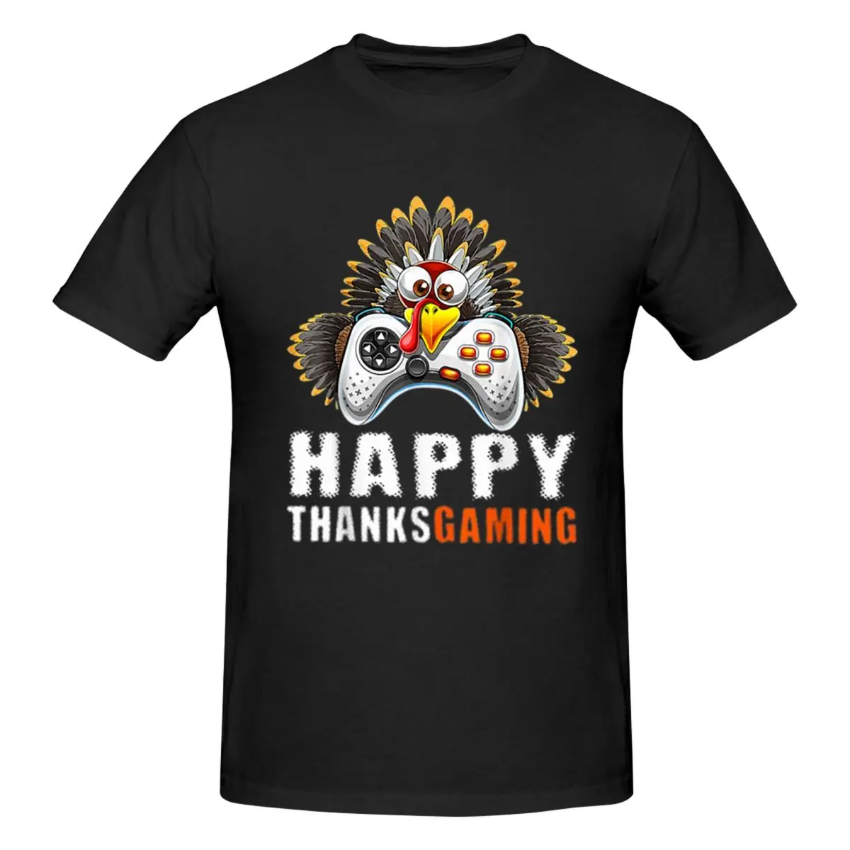 Funny Video Game Console Turkey Thanksgiving Gamers Gaming Men T-Shirt T Shirts Men's Round Neck Cotton Tees Short Summer Male