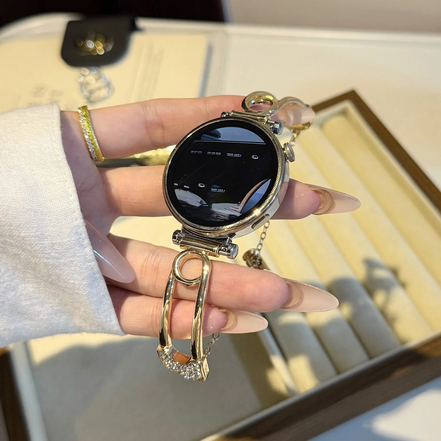 Width 18/20/22mm Universal Strap Clip Inlaid Diamond Strap for Huawei Band 8 9 10 Fit3 GT4 5 41mm/46mm　Fashion Design Strap