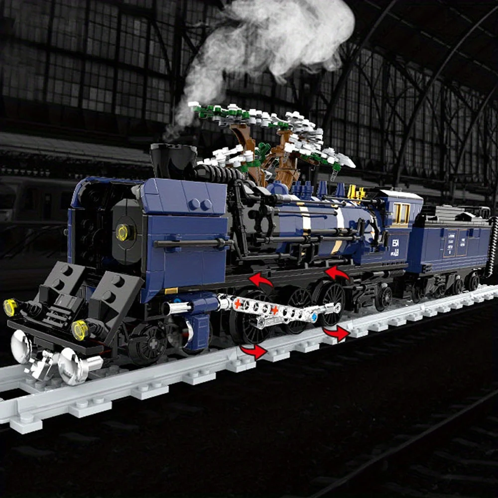 تكنيك 1052 قطعة مجموعة ألعاب مكعبات البناء التكنولوجيا العالية المشرق اكسبرس قطار البخار الطوب قاطرة هدية الرجعية المثالية