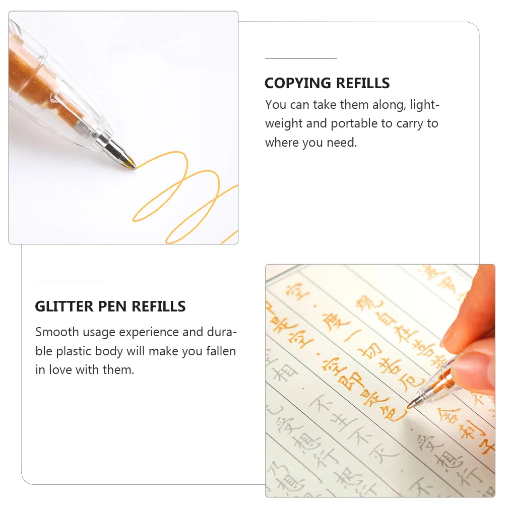 

1Set Neutral Pen Refills Copying Glitter Gel Refills Smooth Ink Replacement Portable for Professionals