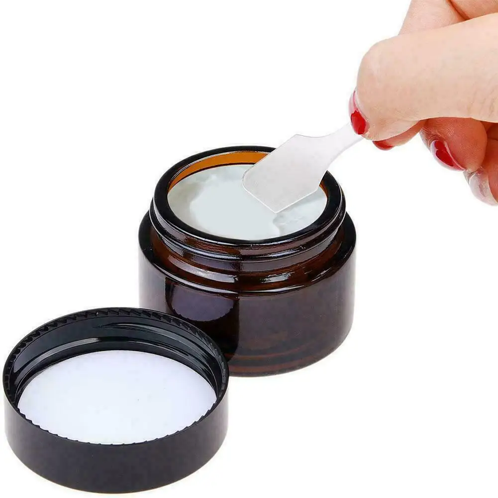 10pcs 5ml/10ml/15ml/20ml/30ml/50ml Glass Amber Cosmetic Face Cream Bottle Lip Balm Container Jar Pots Makeup Vials