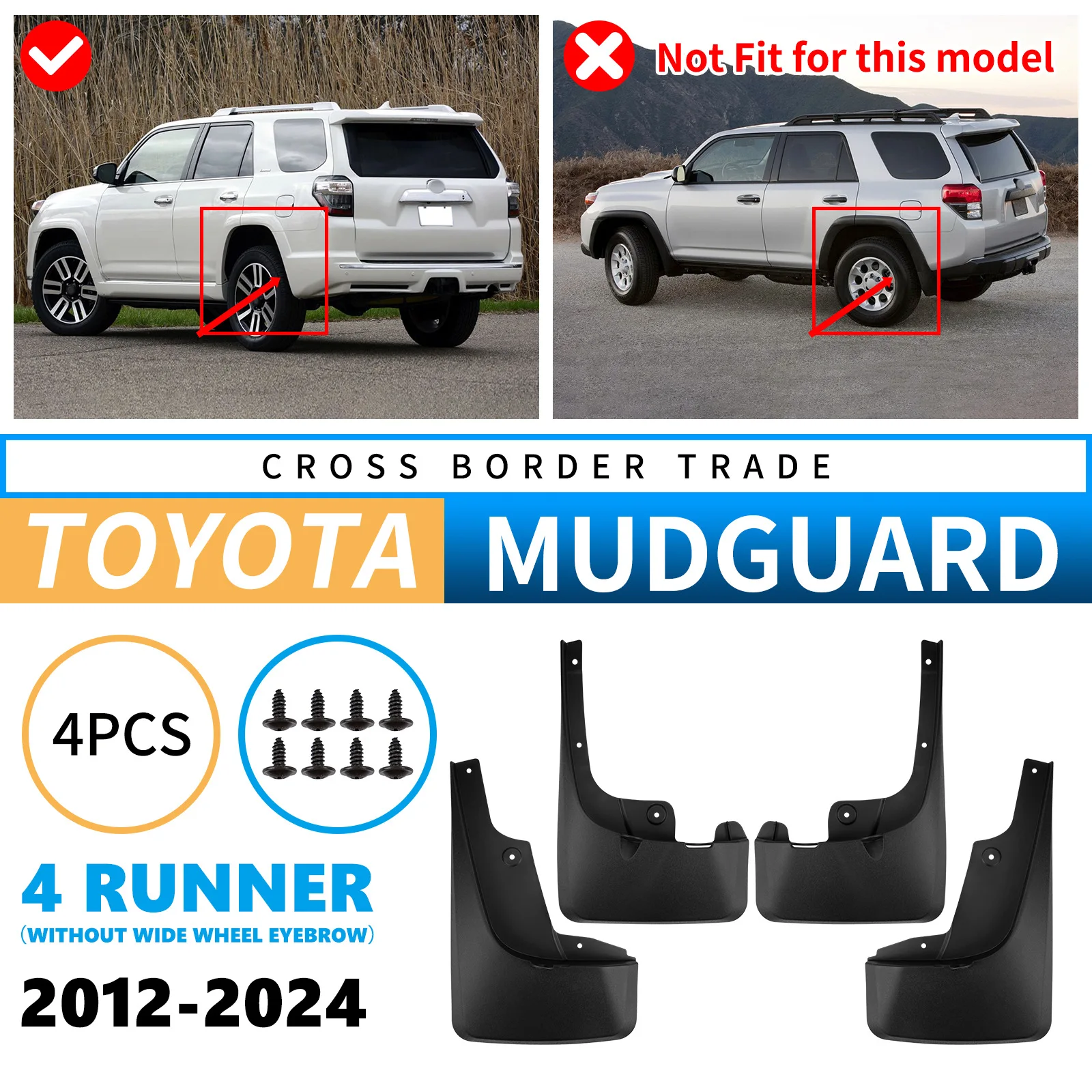 

Car Auto Mud Flaps Splash Guards Fender Mudguard for Toyota 4Runner 2012–2024 Reduce Mud Splash