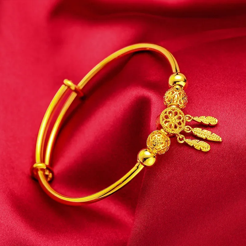 EternaGold  Bangle for Women, 24K Gold, AU999 | Matte gold with subtle texture, adjustable for casual outings.