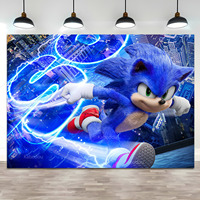 Sonic Theme Birthday Party Backdrop Decor Boy Kid 1st Running Cartoon Hero Wall Hang Background Photo Studio Banner Prop Poster