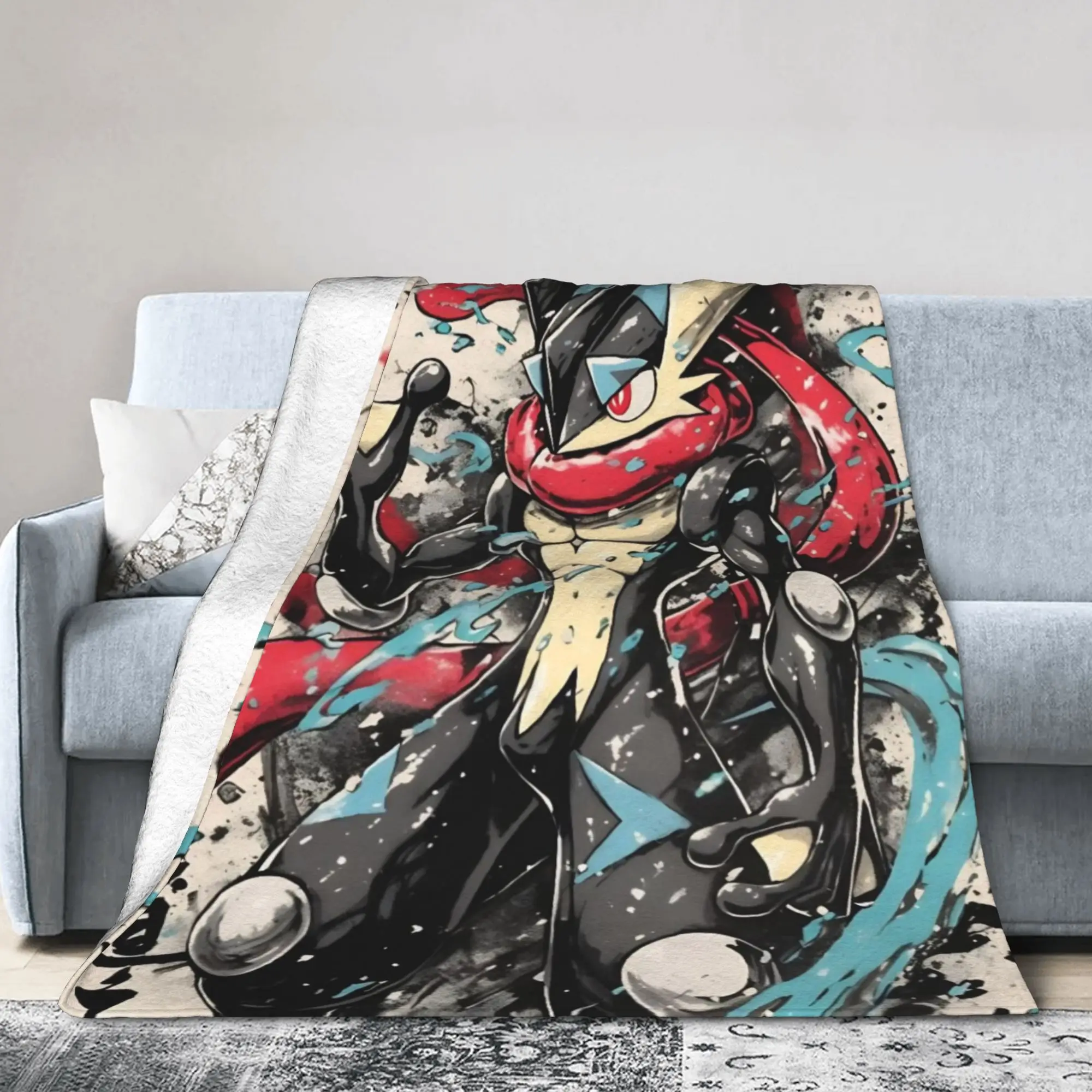 Greninjas Ninja Frog Plush Blankets Pokes Japanese Style Awesome Throw Blankets for Home Hotel Sofa  200x150cm Bedspread