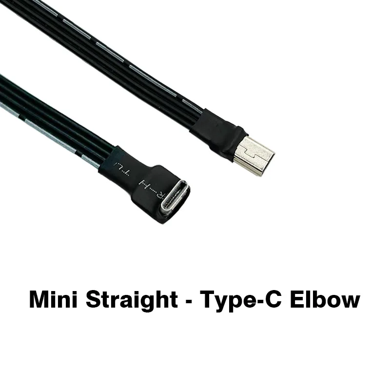 Mini do typu C silikonowe miękki kabel kabel USB 10CM 90 stopni 4 kąt Mini USB żeńskie do USB C Adapter kabla ze złączem męskim 5CM 50CM 100CM