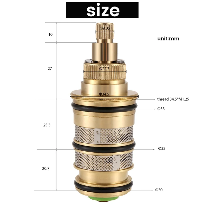 AB11-2X Brass Replacement Thermostatic Cartridge,Shower Mixer Valve Bar Repair Kit Intelligent Thermostatic Valve Core