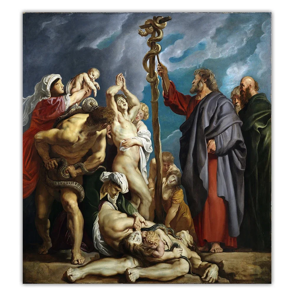 لوحة زيتية قماشية "موسى آند ذا برازين الثعبان" صورة فنية ديكور جدار ديكور ديكور المنزل #4