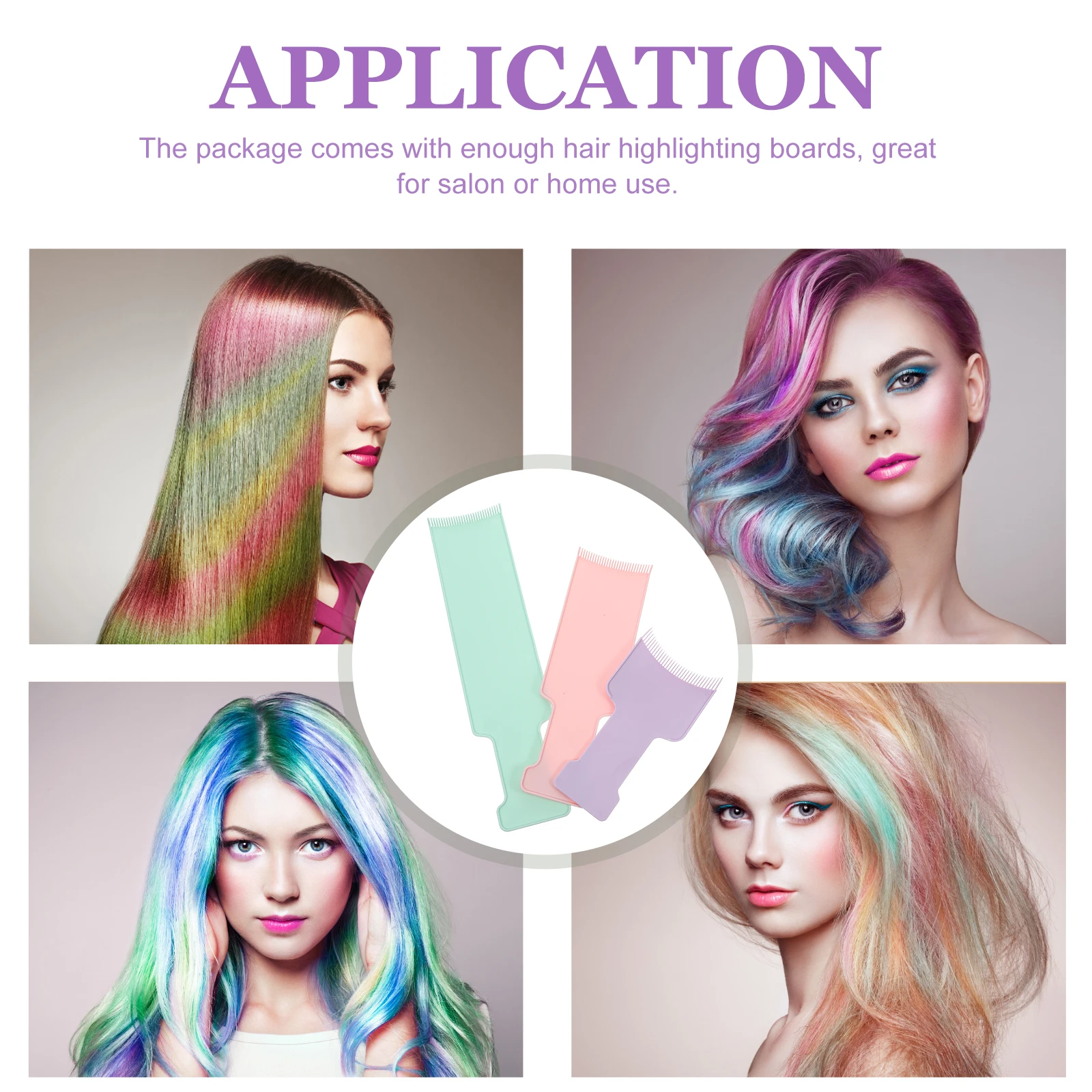 

3pcs Hair Dye Color Tool Plastic Dyeing Board Reusable Salon Home Purple Pink Green Dyeing Supply Size Professional