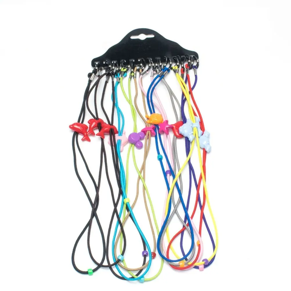 

12pcs Kids Anti-Slip Glasses Strap Colorful Adjustable Nylon Eyewear Retainer Cartoon Design Safety Chain For Travel