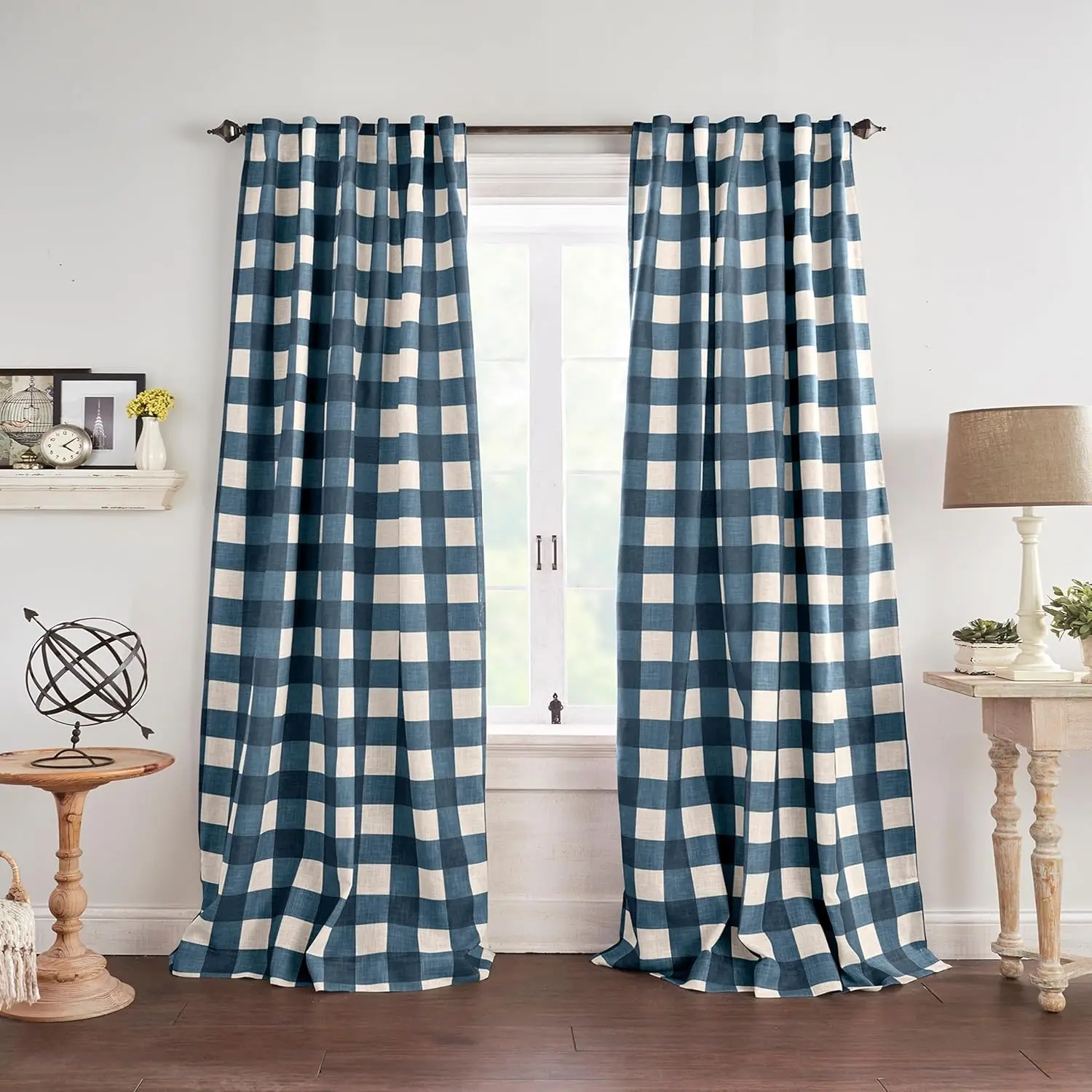 

Home Fashions Farmhouse Living Grainger Buffalo-Check Room Darkening Window Curtain, Living Room and Bedroom Drape with