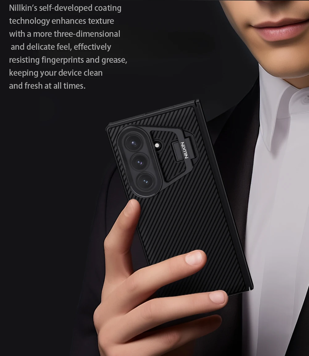 

For Samsung Galaxy Z Fold 7 5G Nillkin Case Transparency Camera Stand Cover Lens Camshield Prop Protection Phone Case