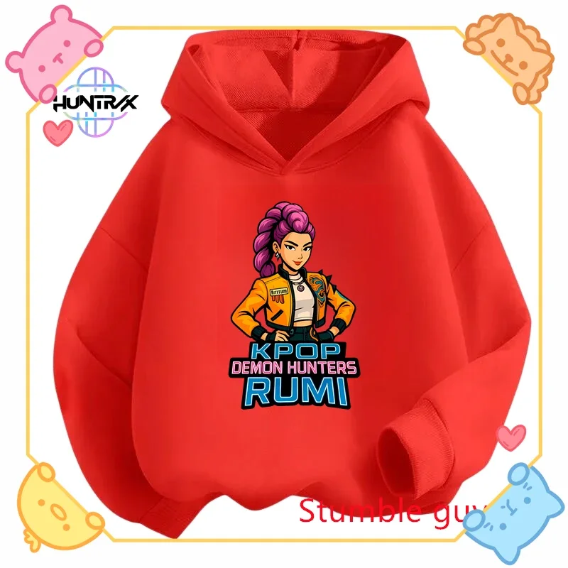 

Kpop Demon Hunters Girls Hoodie Kids Halloween Christmas Soft Warm Trendy Anime Print Hooded Sweatshirt​