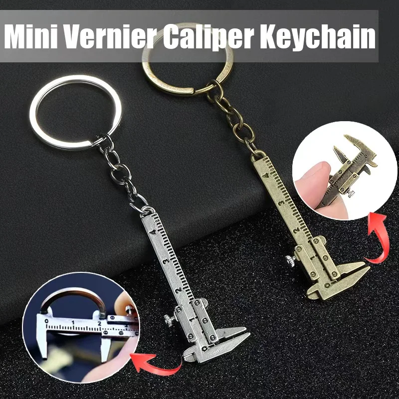 New Fashion Car Key Mini Vernier Caliper Portable 0-40mm keychain Measuring Gauging Tools Car Turbo key Chain Ring Ruler Caliper