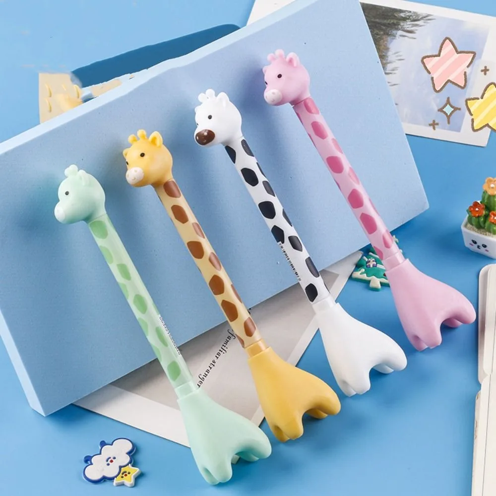 Stationery Kawaii Standing Giraffe Pen Pretty Aesthetic 0.38mm Giraffe Gel Pen Creative Funny Cute Writing Pen Students