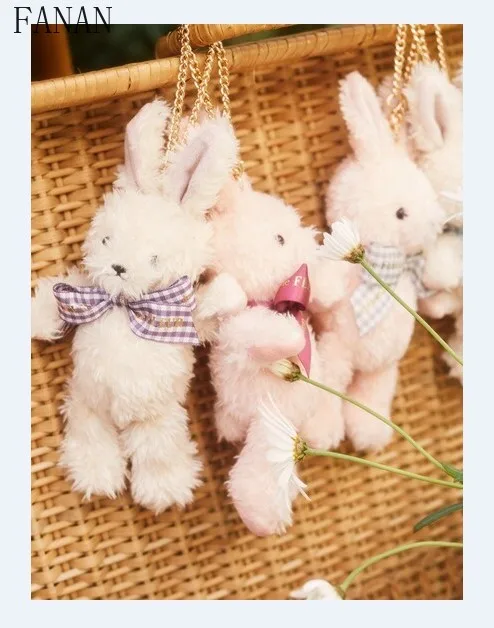 

2025 New Cute Plush Rabbit Puppy Doll Pendans Ornament Sweet and Cute Bag Pendant Women's Accessories Fashion Key Chain