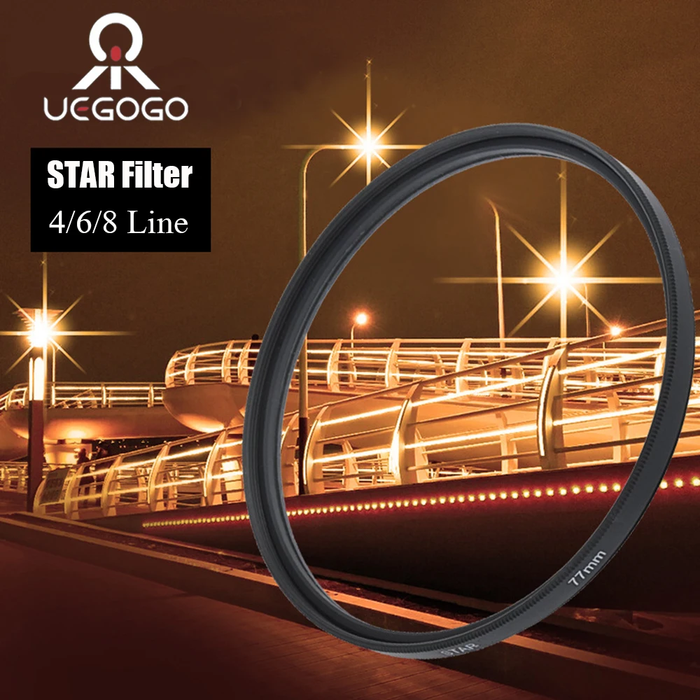 

Star Filter Line 4 6 8 Star Filter Camera Lens Filter 52/55/58/62/67/72/77/82mm For canon eos sony nikon 1200d d80 700d Set 60d