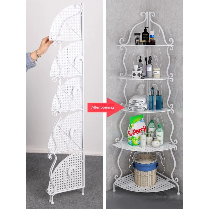 4/5 Tiers Nordic Style Iron Kitchen Organizer Multi-use Antirust Bathroom Corner Rack Living room Standing Book Shelf Home Decor