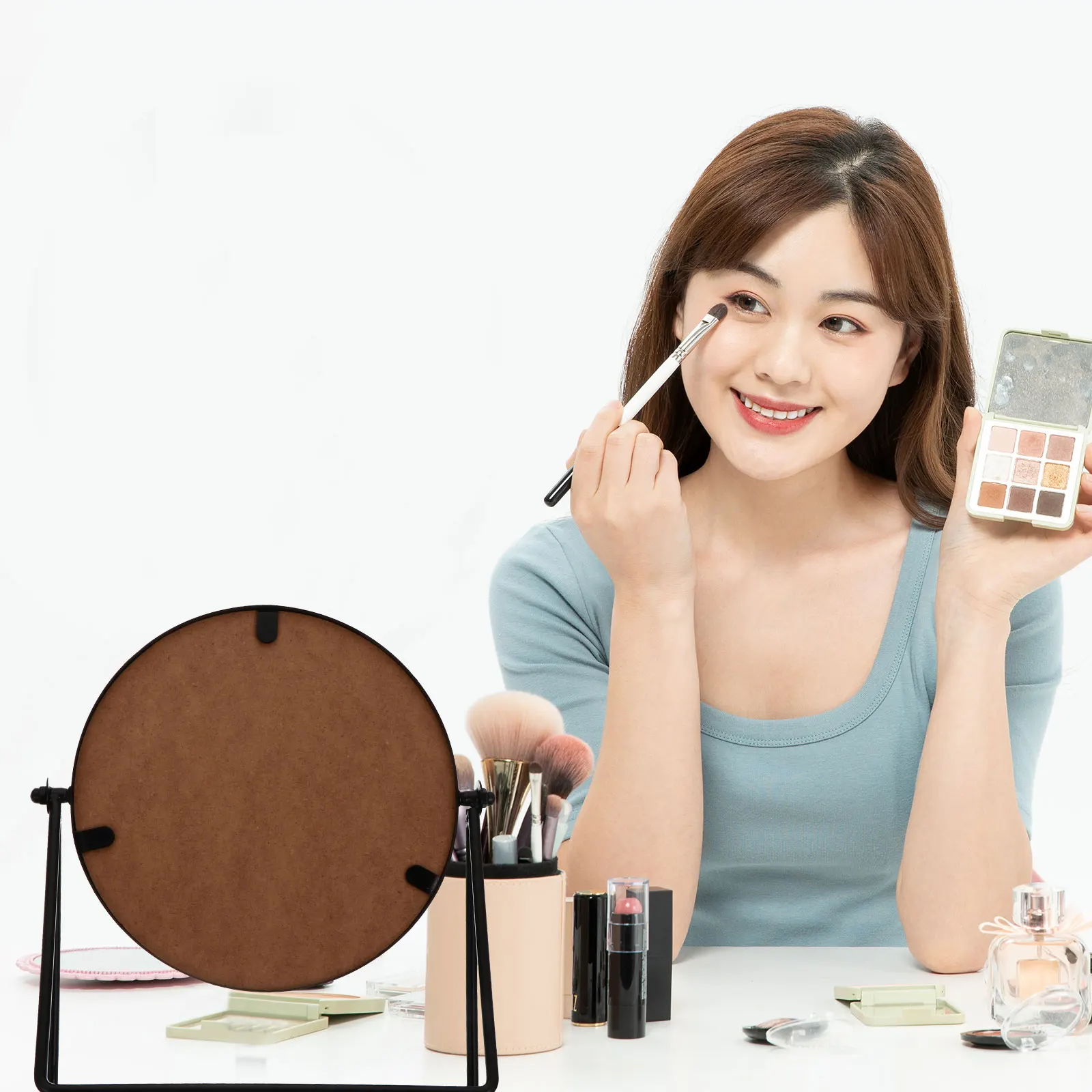 

Rotating Mirror Vanity Table Desktop Rotary Makeup Bathroom Supplies Pocket Travel High definition Metal Craftsmanship Durable