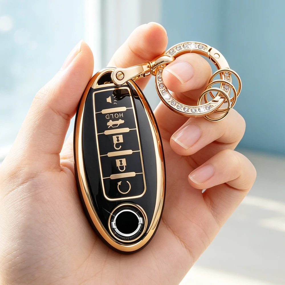 5 Buttons TPU Car Key Case Cover Shell Fob for Nissan Sentra Leaf Rogue Sunny Versa Patrol X-Trail Qashqai Kicks for Infiniti