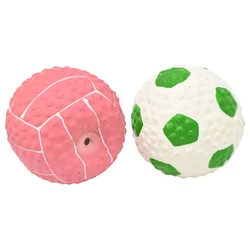 2 Pcs Toy Ball Soccer Interactive Squeaky Balls Latex Dog Clean Small Portable Pet Toys Teething Emulsion Puppy Chewing Funny