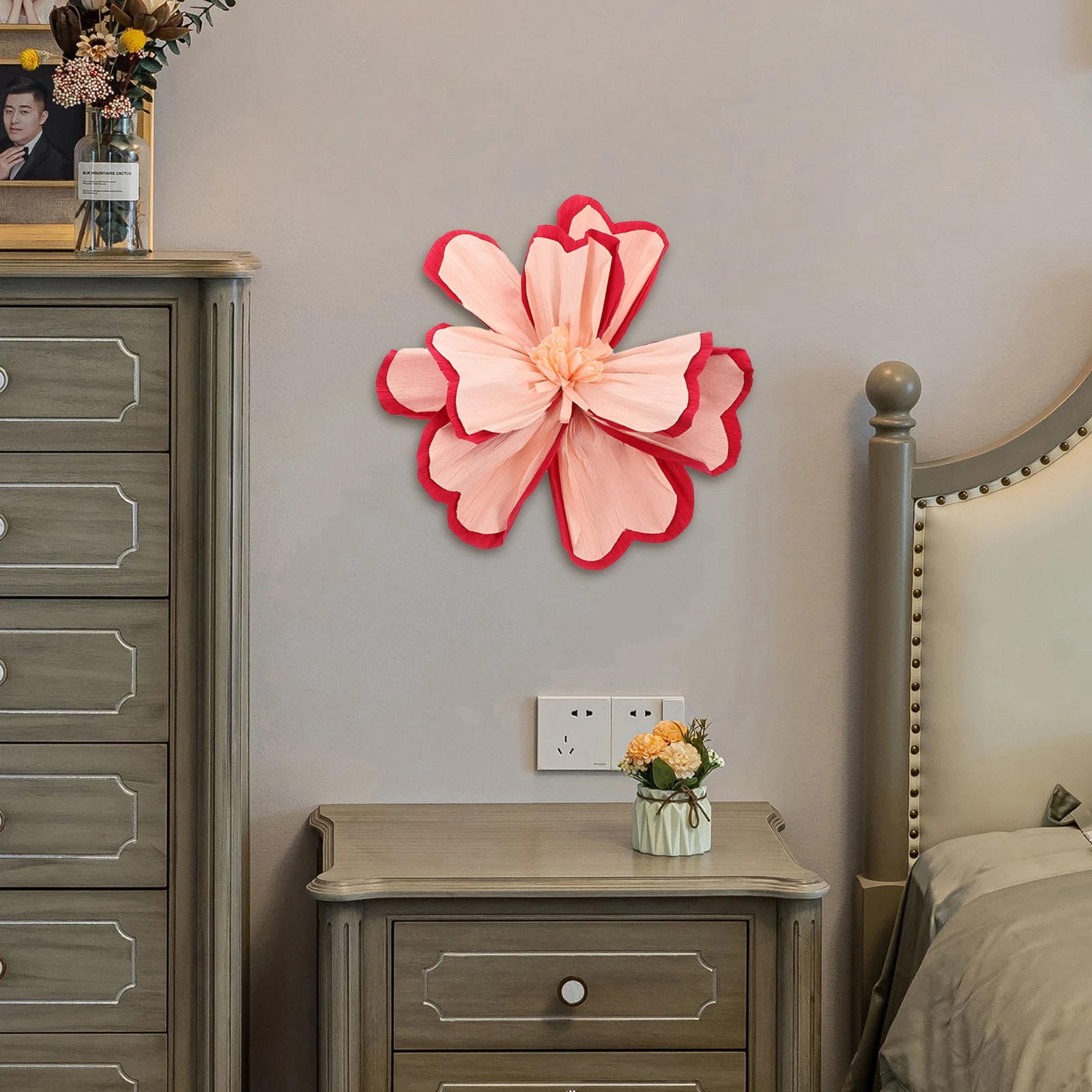 

Decorative Pleated Flowers Crepe Roses Wallpaper Wedding Party Supplies Classroom Nursery Decor Floral Event Backdrop