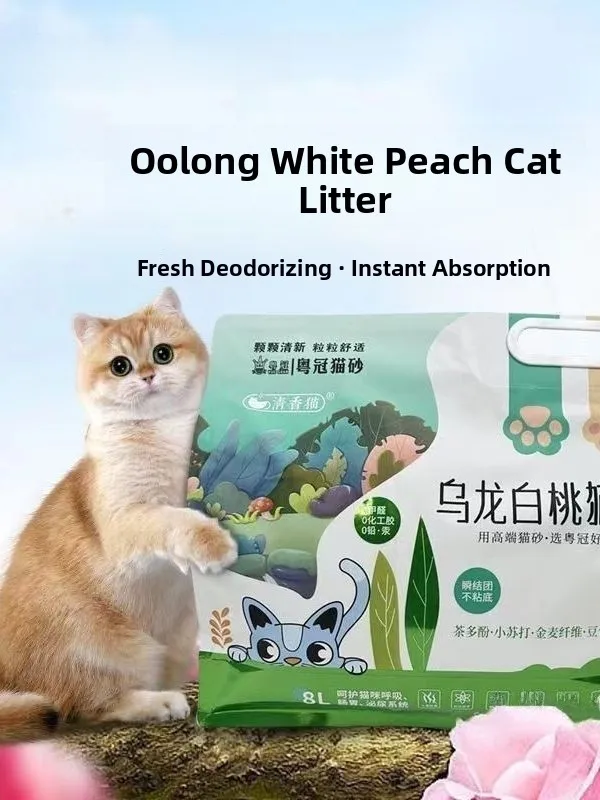 arena-para-gatos-de-tofu-con-sabor-a-melocoton-blanco-ulong-aglutinacion-rapida-antiadherente-fuerte-desodorizacion-bajo
